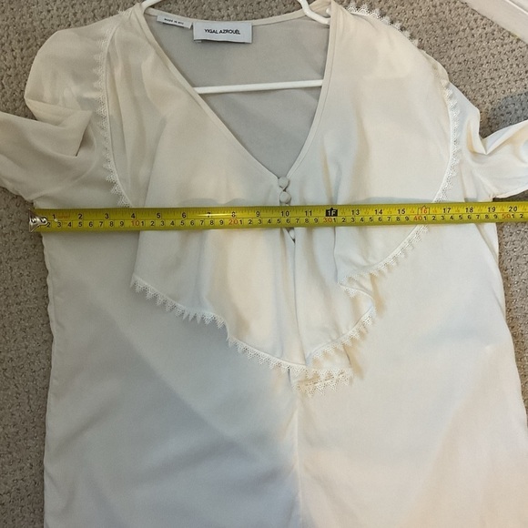 Yigal Azrouel 100% Silk Ruffle Lace White Blouse Size 6 - Picture 10 of 12